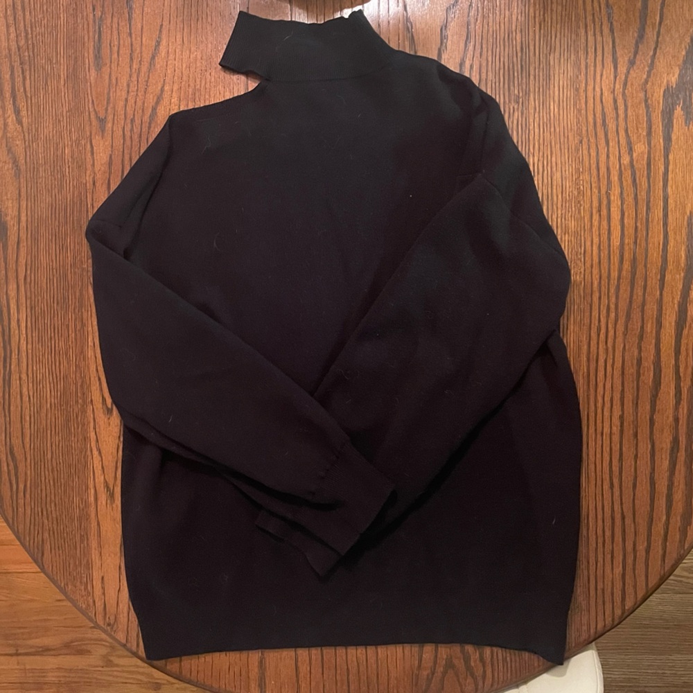 Vigoss Black High-Neck Sweater with Shoulder Cut Out